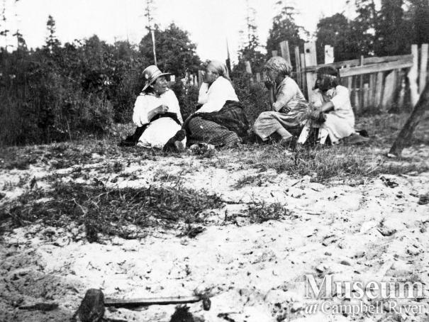 Group of First Nations women on the beach at Cape Mudge, 1915