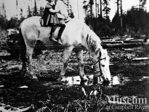 Joy Walker and friend on Mrs. McPherson's horse