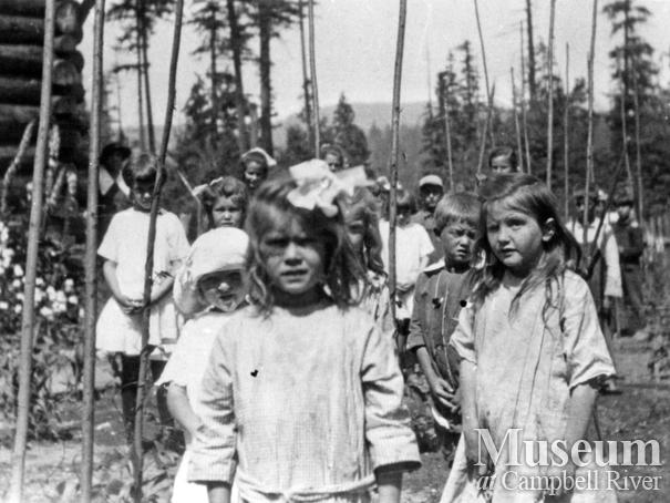 Group of school children at Cortes Island