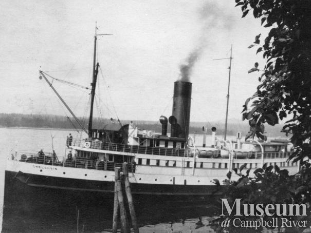 Union Steamship SS Chelohsin at Quathiaski Cove, Quadra Island