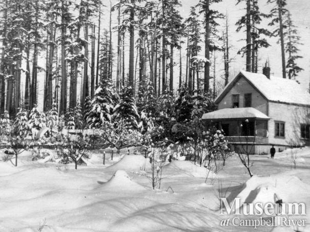 Yeatman Home after a snowfall, Quadra Island