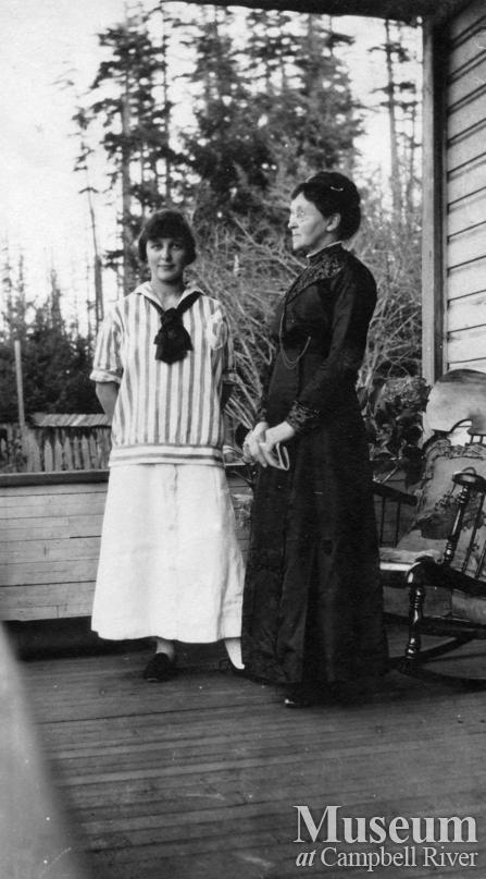 Dot and Emma Yeatman on their porch, Quadra Island