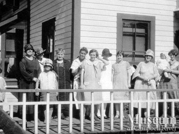 Social gathering at the Anderson family home in Quathiaski Cove