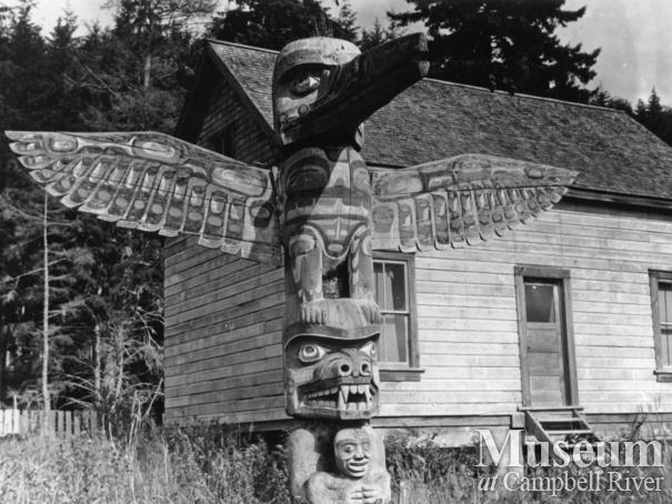 Totem Pole in Kalokwis Village, Turner Island