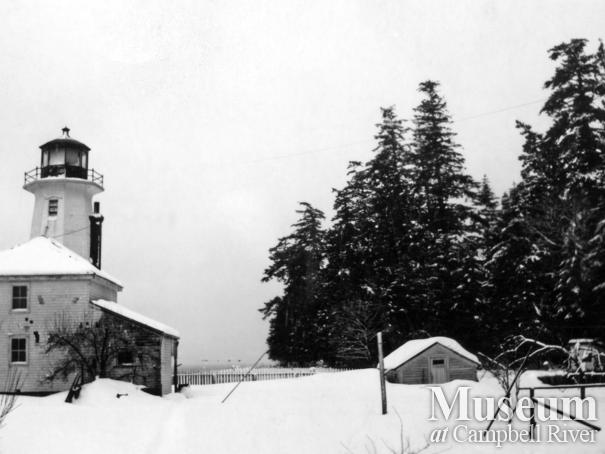 View of the Cape Mudge lighthouse in the winter