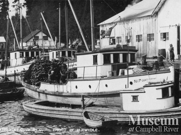 Seine boats tied up at Quathiaski Canning Co. wharf,  Quadra Island