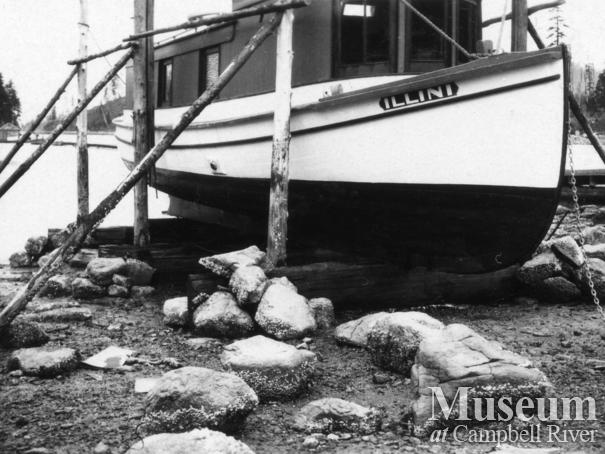 Twidle's Boat, "The Illini" on the slipways at Granite Bay