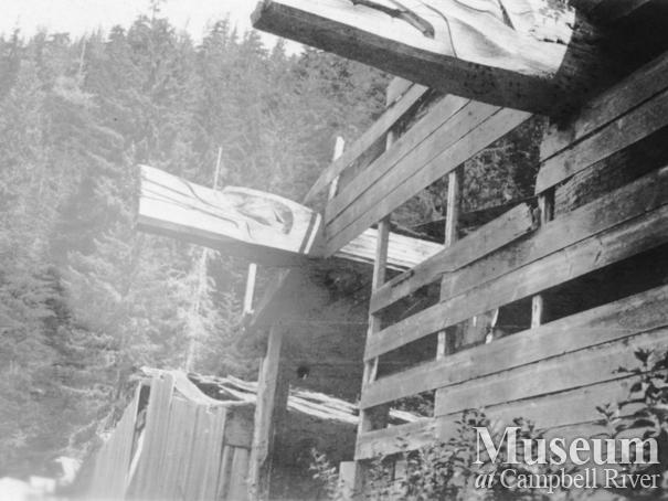 Big house remains at Gwayasdums, Gilford Island