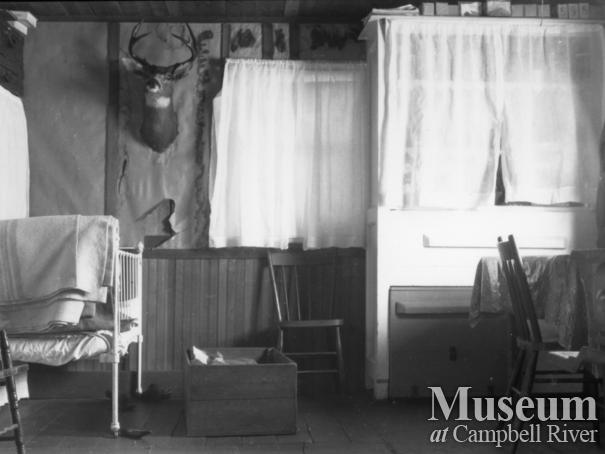 Interior of Schnarr house, early 1920’s Bute Inlet