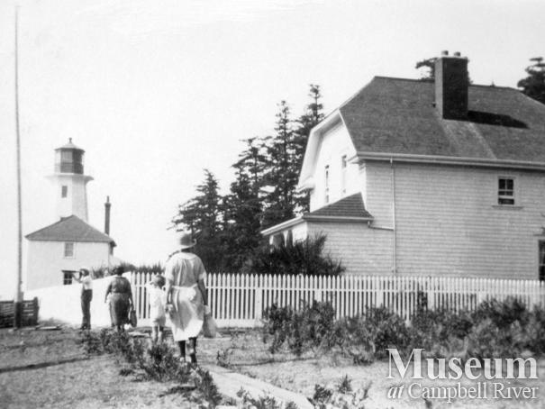 Visitors on the boardwalk at Cape Mudge Lighthouse, Quadra Island