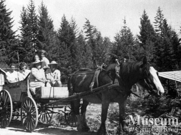Horse and cart at Mansons Landing, Cortes Island