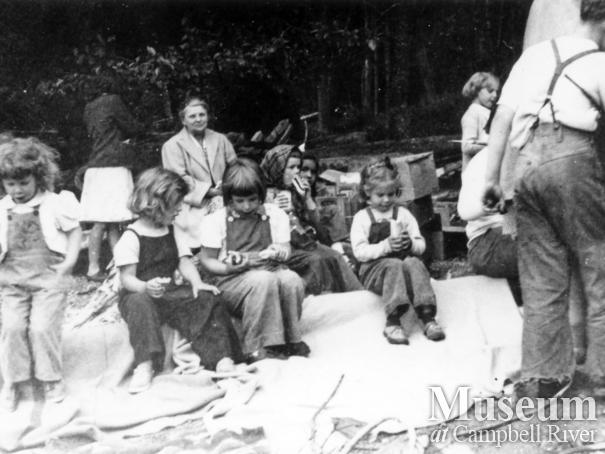 School picnic on beach at Stuart Island