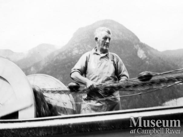 Angus Kerr hauling in his gillnet