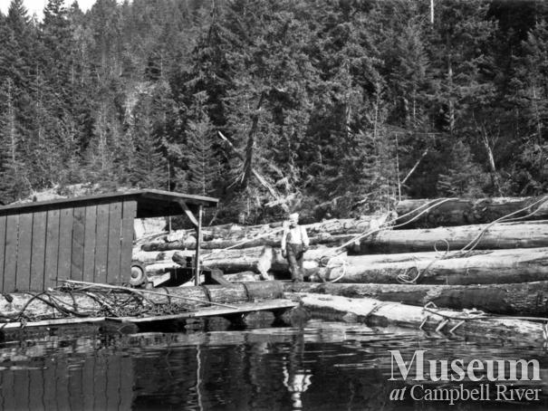 Hauling cables off at Davis Raft at logging operations at Teakerne Arm