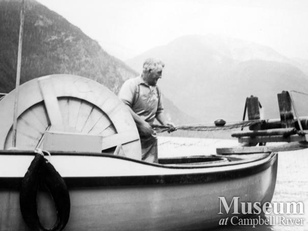 Angus Kerr hauling in his gillnet