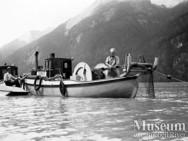 Angus Kerr hauling in his gillnet at Toba Inlet	