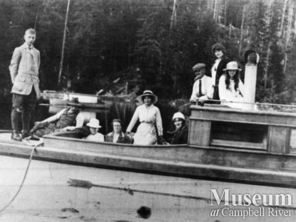 Members of the Anderson family on their boat the Quathiaski No. 10