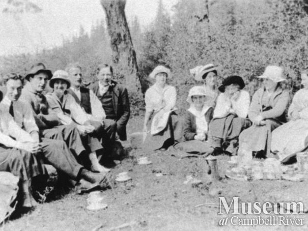Group of Quadra Island residents having an Easter picnic at the Lighthouse