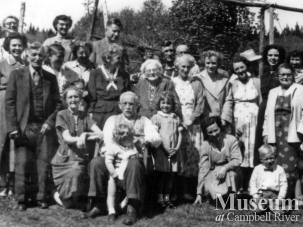Group gathered at Camp Homewood on Quadra Island, May 1955