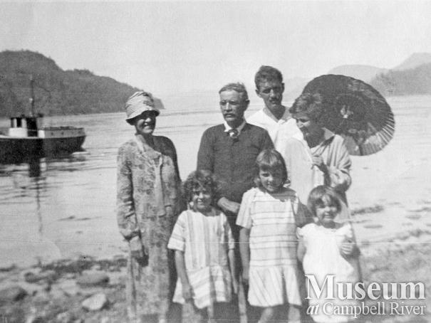 Members of the Walker family having a picnic at Seymour Narrows