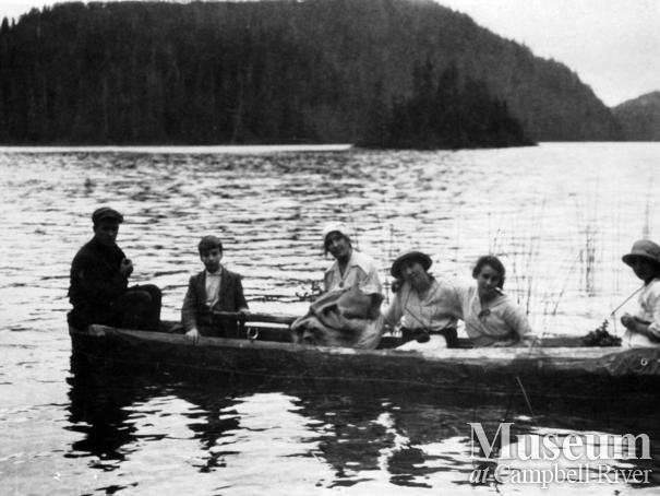 Members of the Forrest family in canoe at Heydon Lake	
