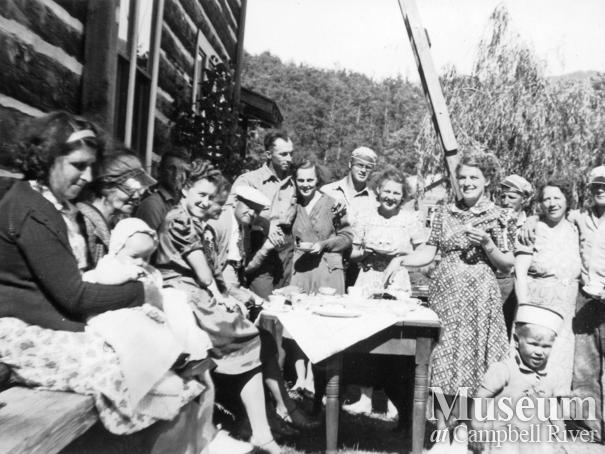 Members of the Hansen family at their home at Port Neville