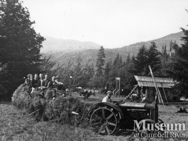 Bringing in the hay at the Hansen farm, Port Neville, B.C.