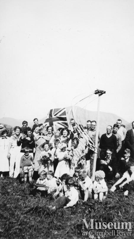 Group gathered for May Day celebrations at Port Neville